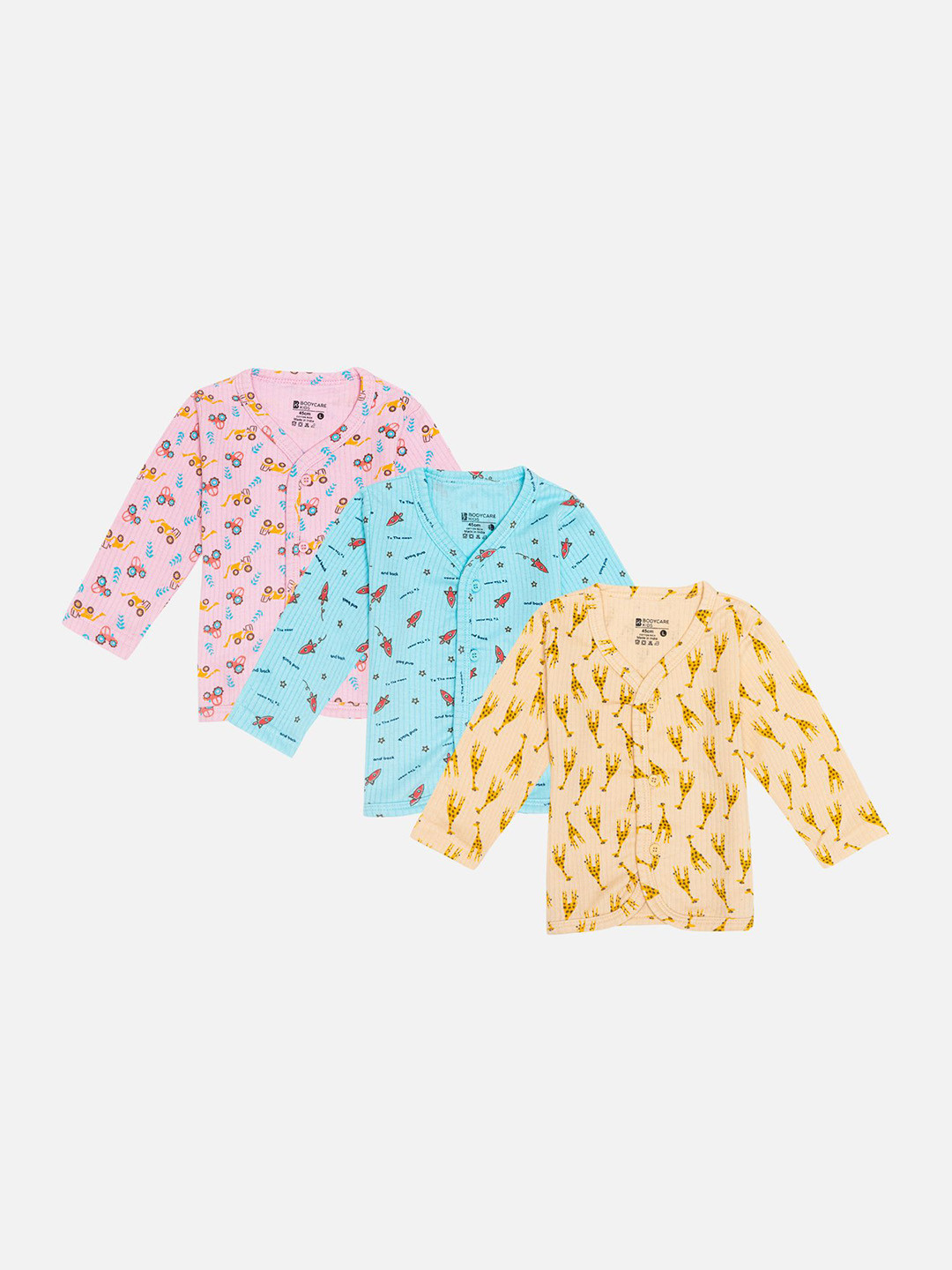 Bodycare Kids Pack Of 3 Assorted Thermal Front Open Tops