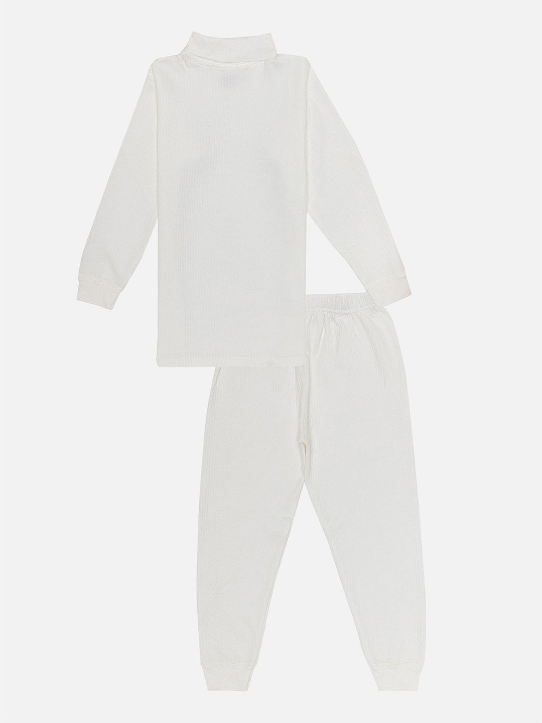 Bodycare Kids Cotton Thermal Kids Sets High Neck Full Sleeves Solid White