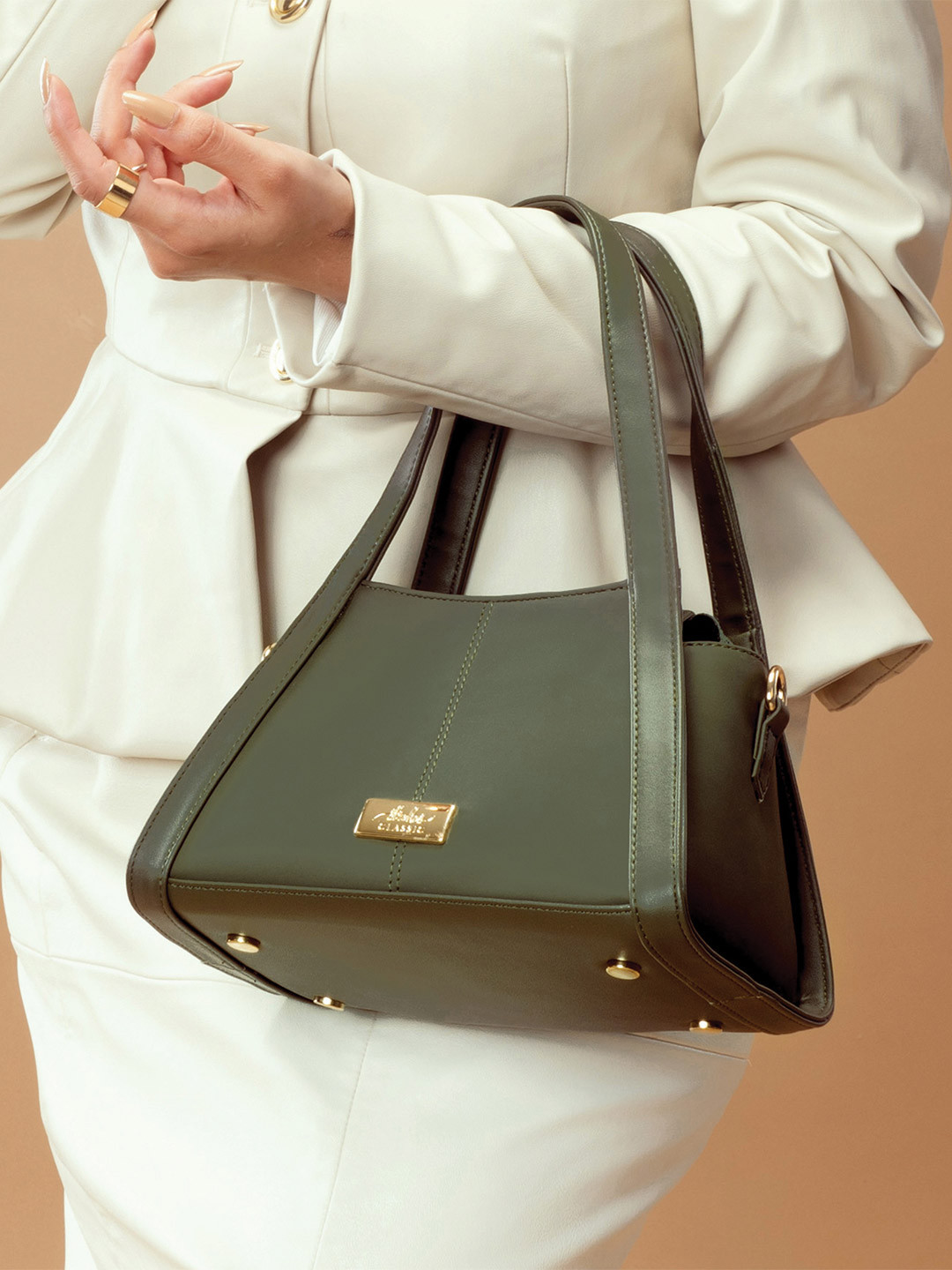 Strokes by Namrata Mehta PU Shopper Handheld Bag with Applique