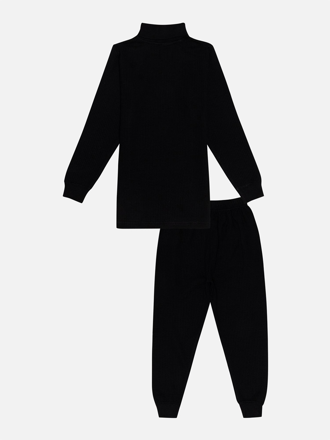 Bodycare Kids Cotton Thermal Kids Sets High Neck Full Sleeves Solid Black