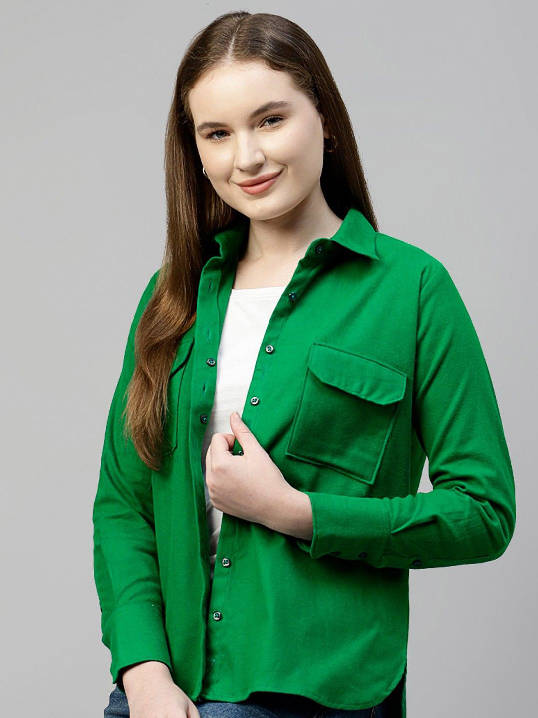 Hancock Women Relaxed Fit Opaque Pure Cotton Shacket