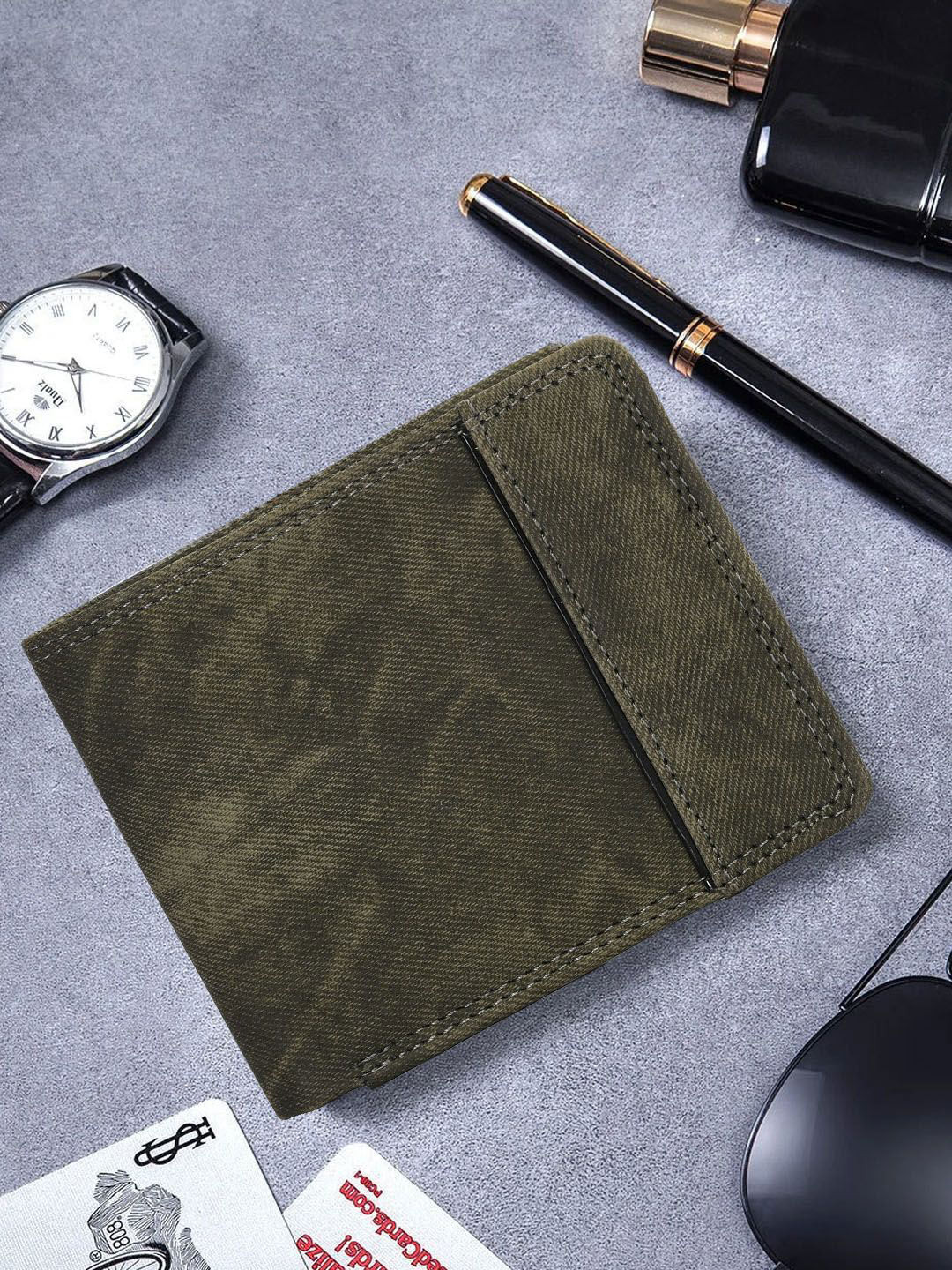 Killer Men Abstract Printed Cut Work Two Fold Wallet