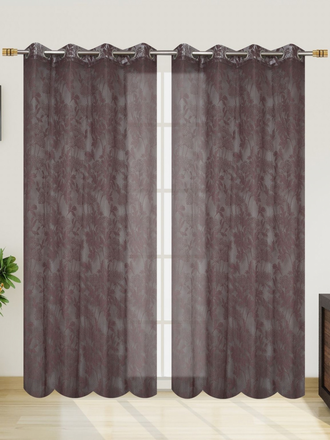 Galaxy Home Decor Purple Set of 2 Sheer Door Curtain