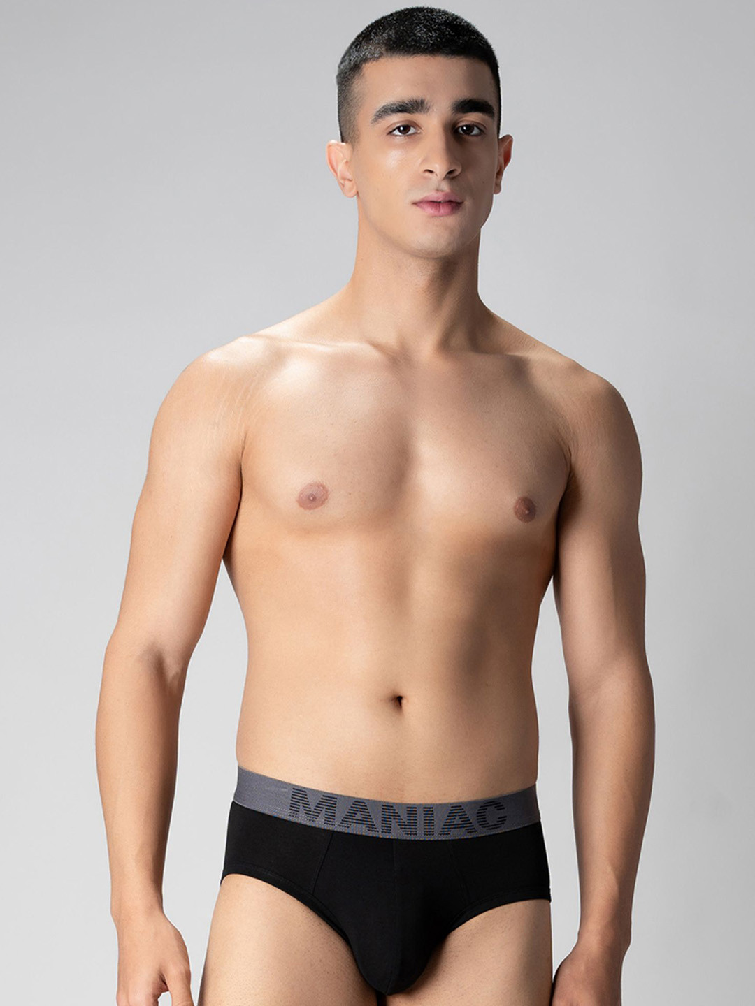 Maniac Cotton Odor-Free Mid Rise Basic Briefs MN24-COTN-BLACK-BRIEF-S