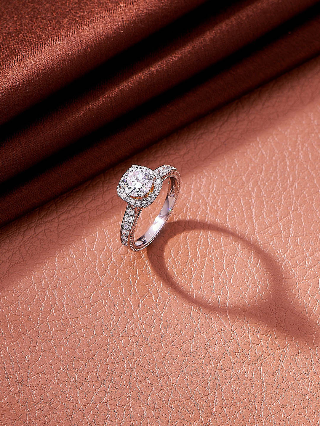 Nipura 925 Sterling Silver Rhodium-Plated CZ Studded Heart Gallery Finger Ring