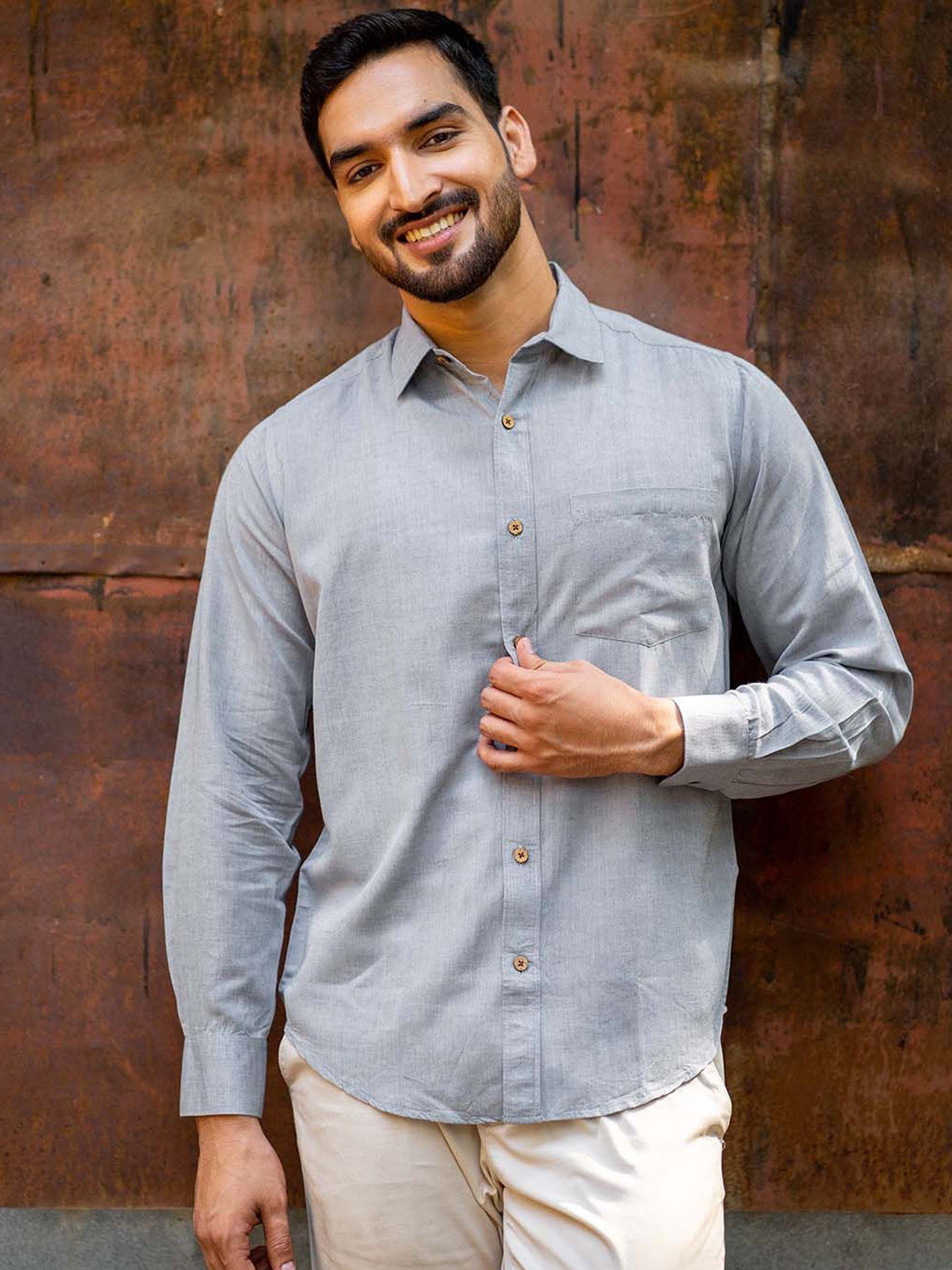 Earthy Route Spread Collar Comfort Casual Shirt