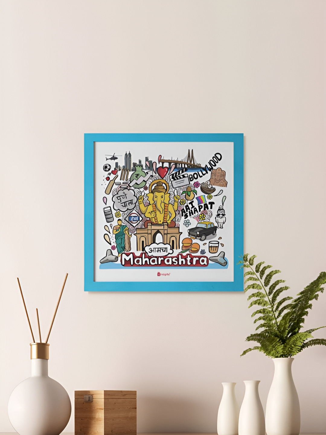 Indigifts Maharashtra Synthetic Wood Wall Rectangle Paintings Wall Art -10 x 10 In