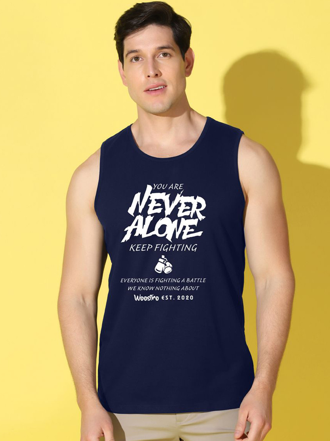 WOOSTRO Printed Gym Innerwear Vest VWS26 ALONE NAVY