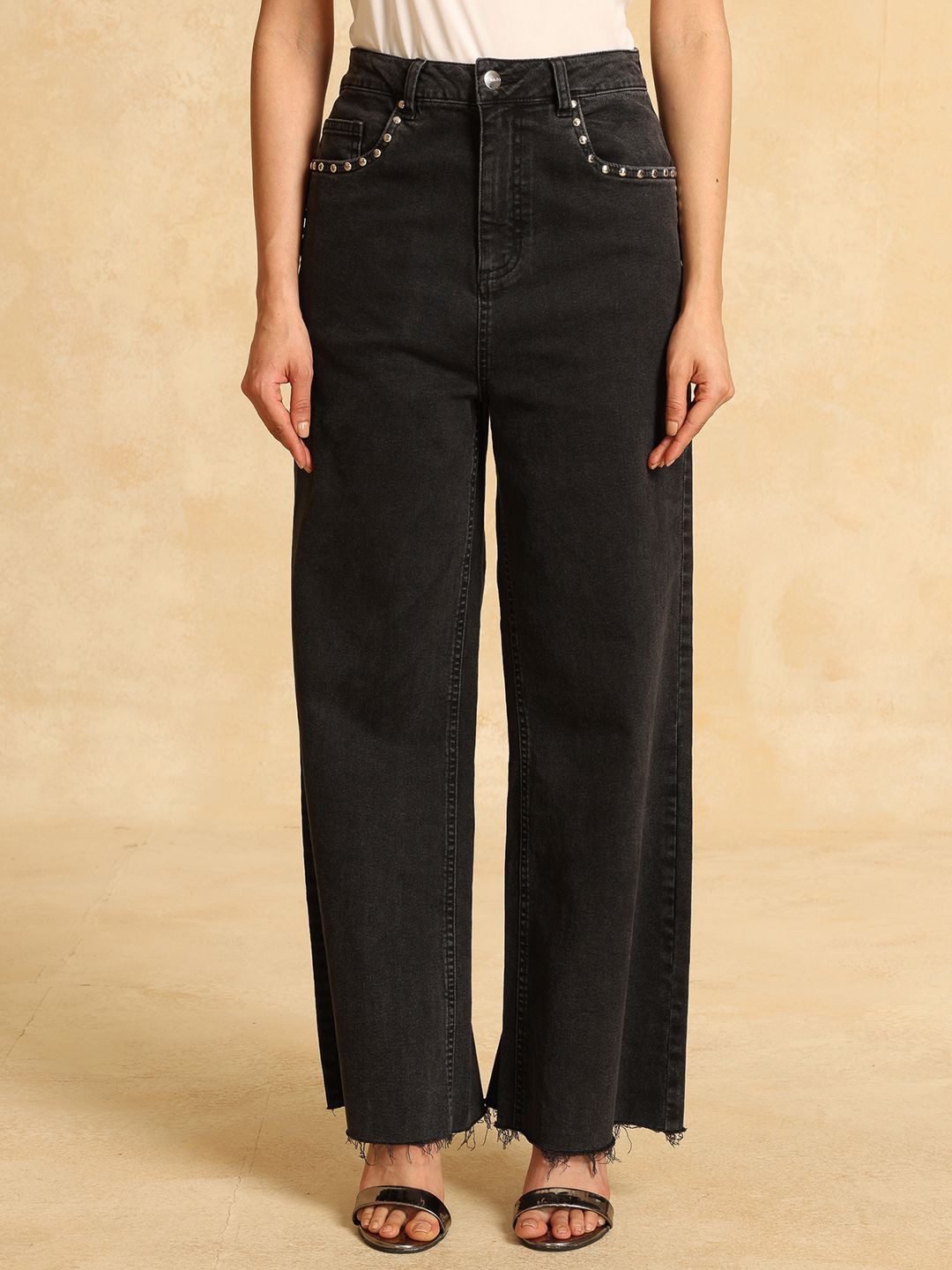 Kazo Women Wide Leg High-Rise Stretchable Jeans
