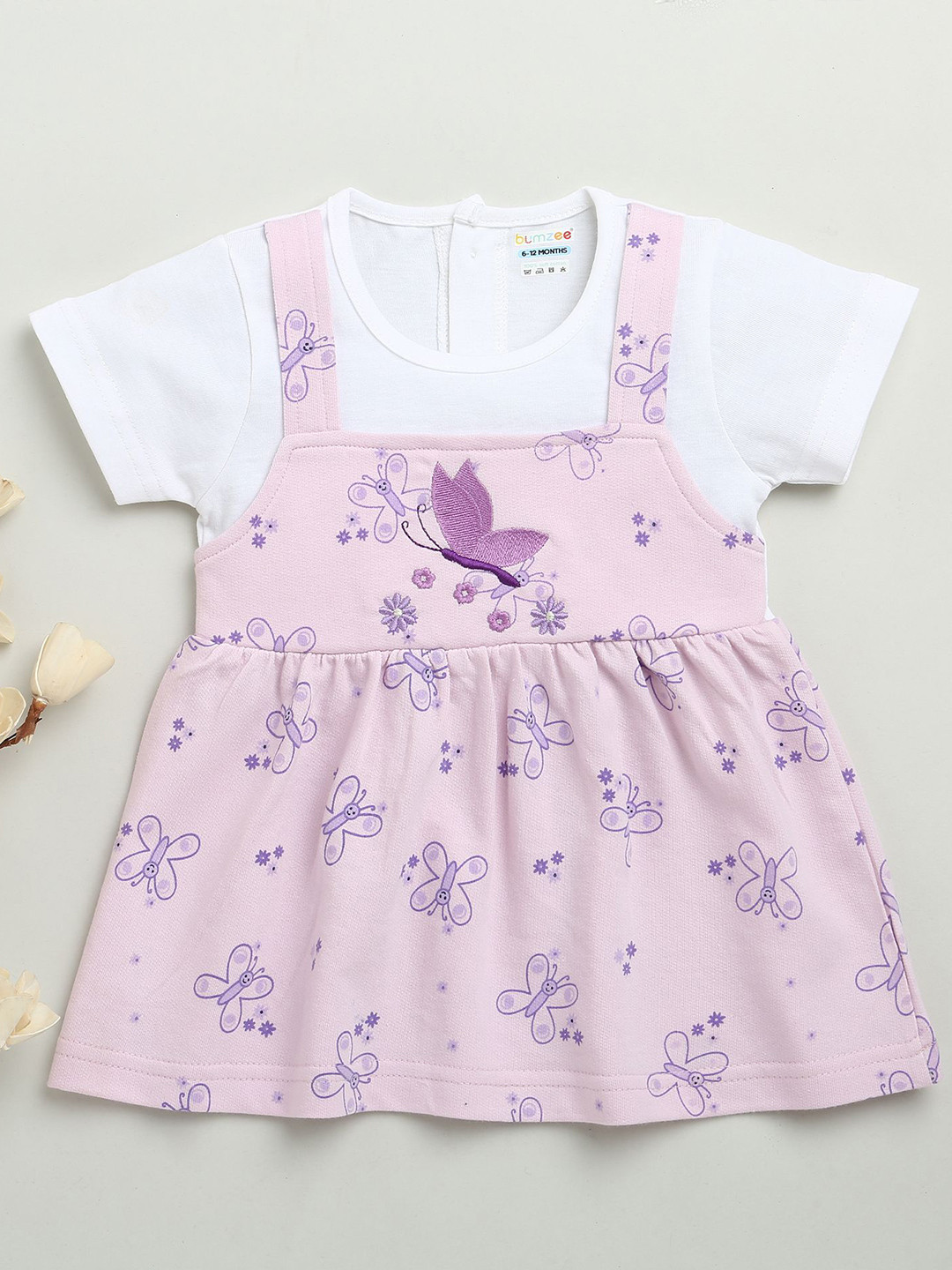 BUMZEE Butterfly Printed Cap Sleeves Pinafore Cotton Dress