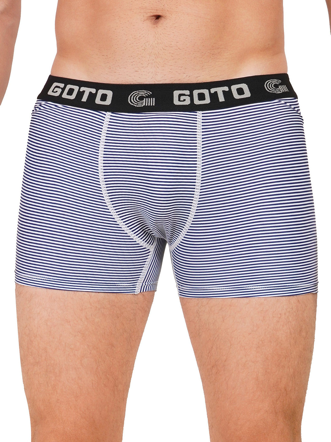 GOTO Basic Briefs NYLON LY PRINT OUTER EL TRUNK WHITE STRI