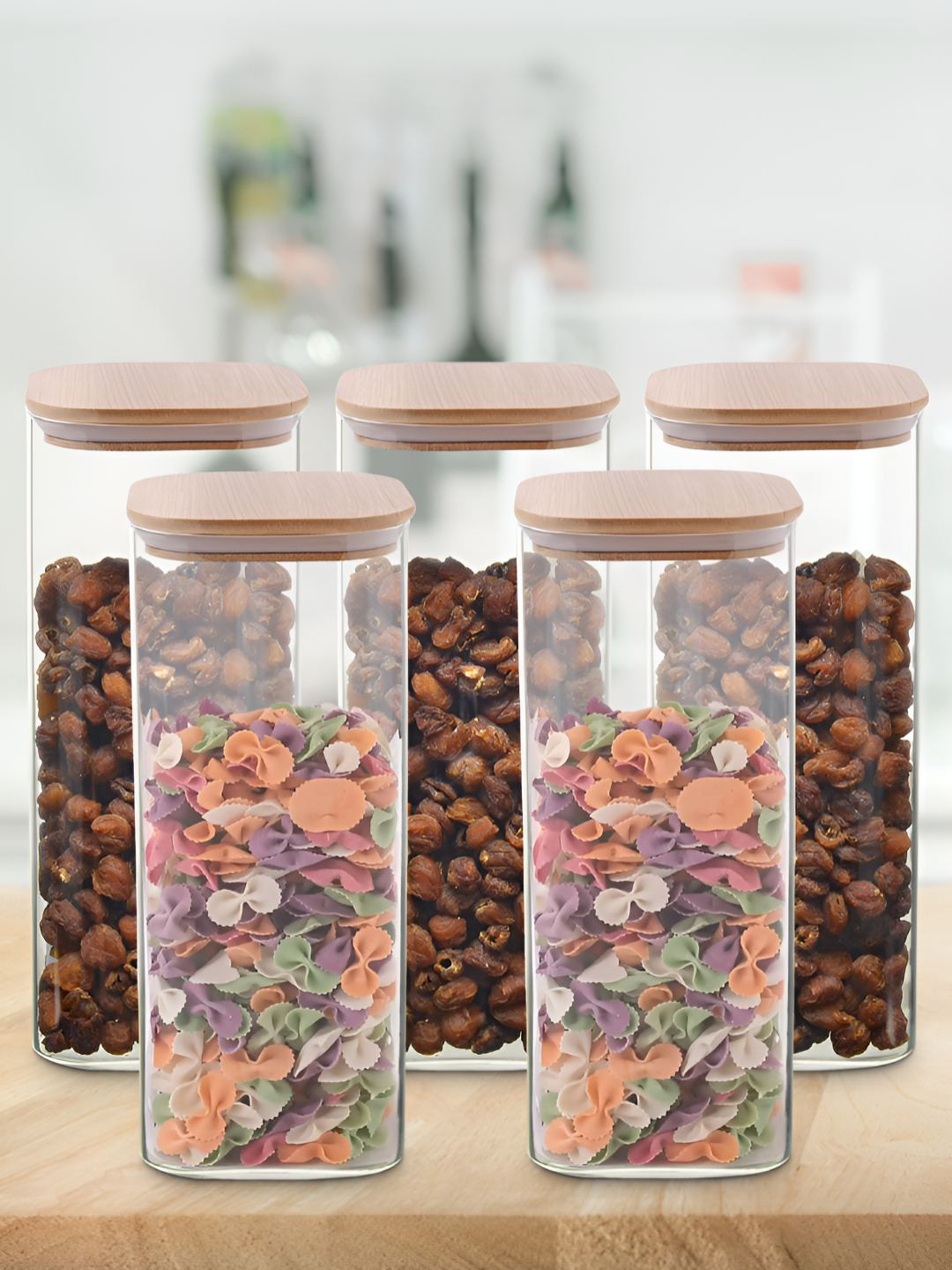 Allo White Glass Air Tight 5 Piece Clip-On Canister-1L