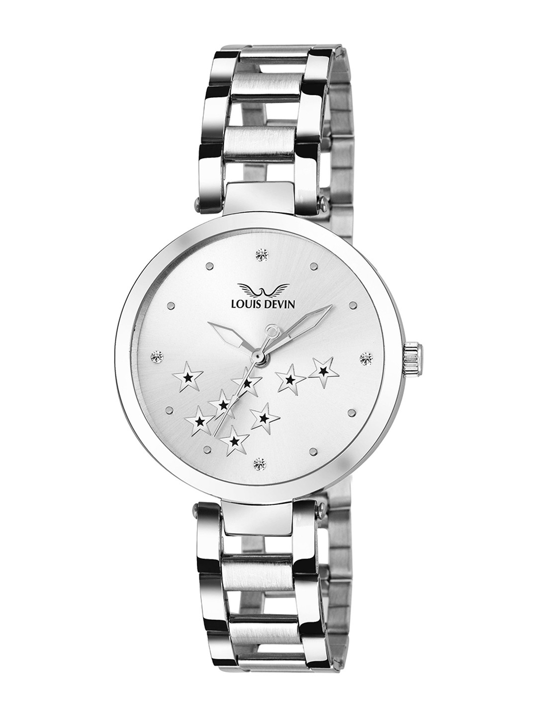 LOUIS DEVIN Women Brass Dial & Stainless Steel Straps Analogue Watch LD-ZL103-SLV