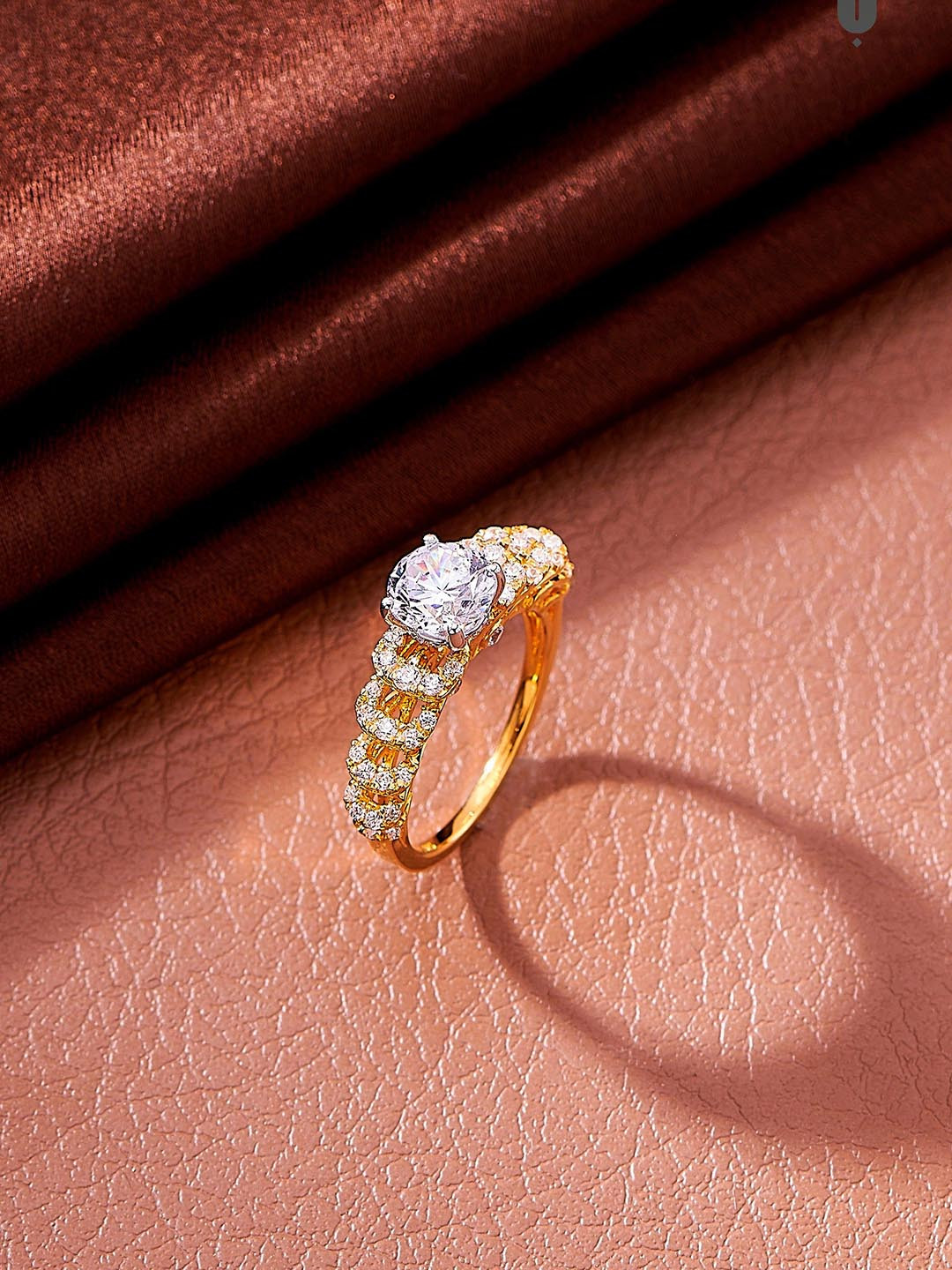 Nipura 925 Sterling Silver Gold-Plated CZ Studded Blooming Crown Princess Finger Ring