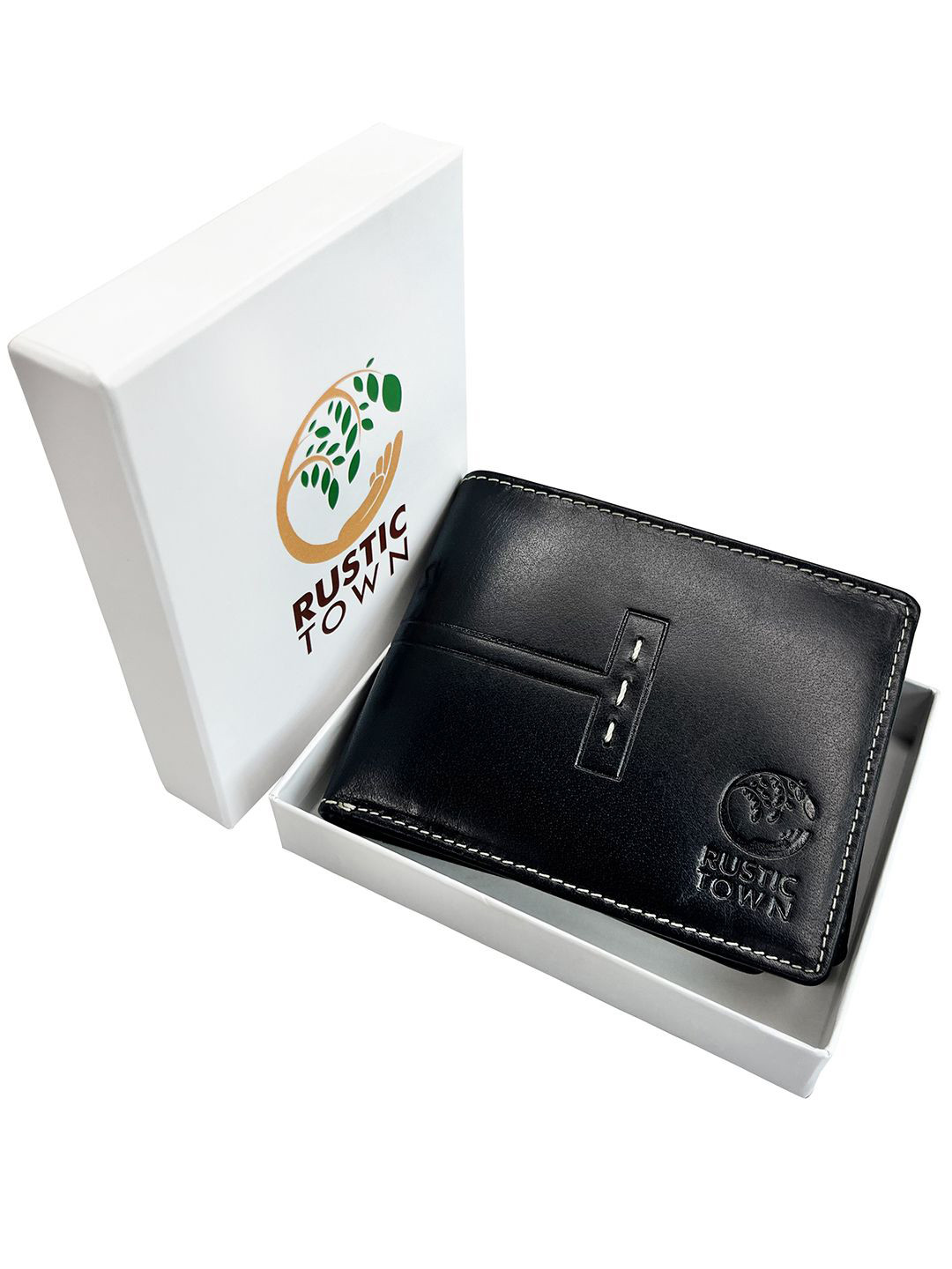 RUSTIC TOWN Men Leather Two Fold Wallet