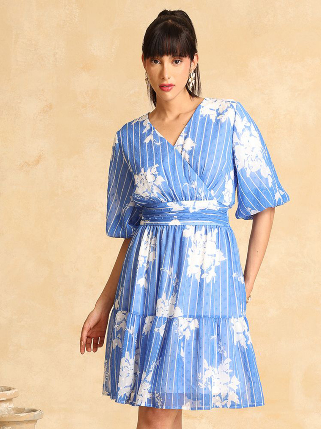 Kazo Print Formal Fit & Flare Mini Dress