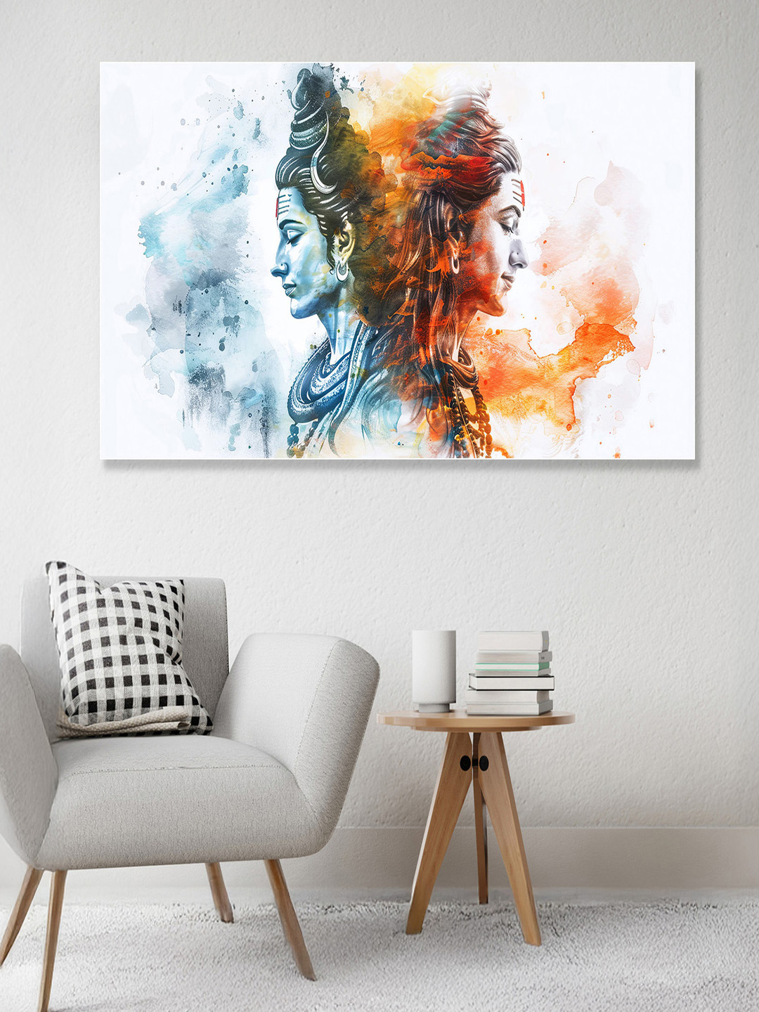 nestroots White & Orange Majestic Horse Galloping Through Dust Canvas Wall Painting