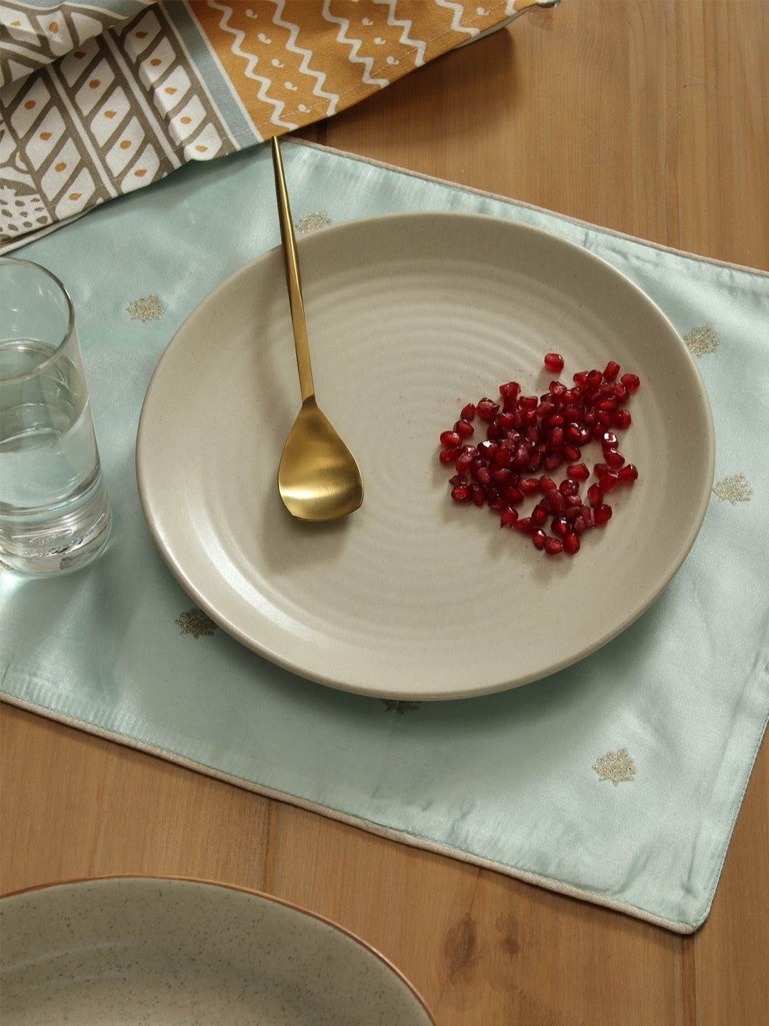 House This Suraj Pole 2-Pcs Green & Yellow Embroidery Table Placemats