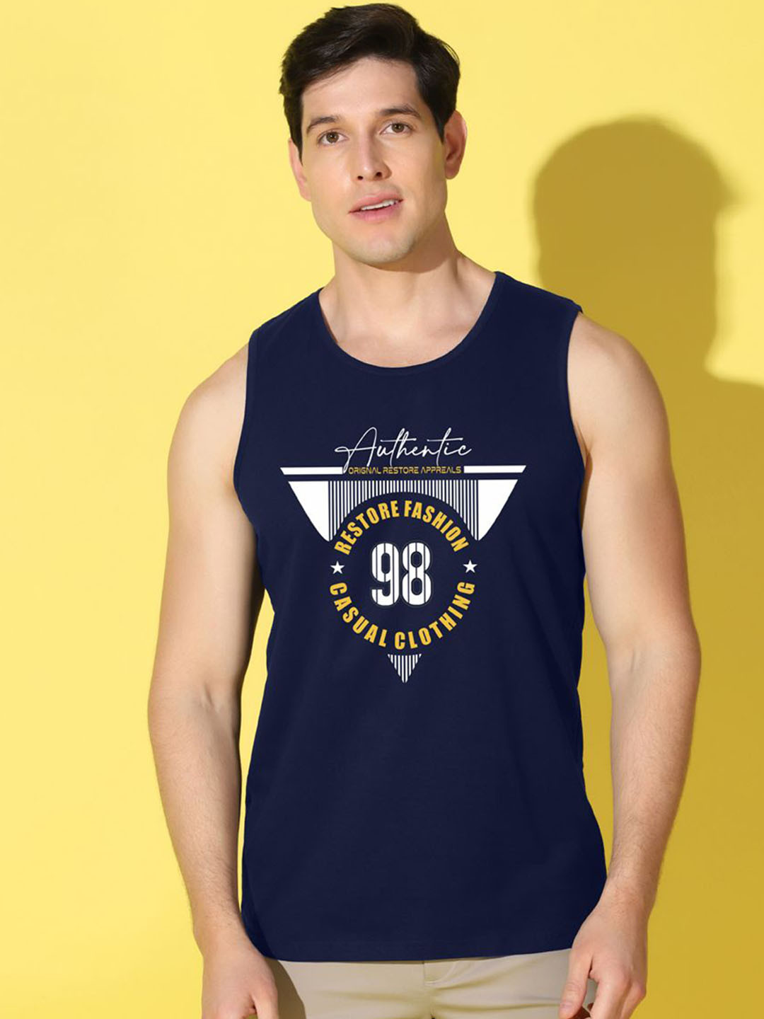WOOSTRO Printed Gym Innerwear Vest VWS26 98 NAVY