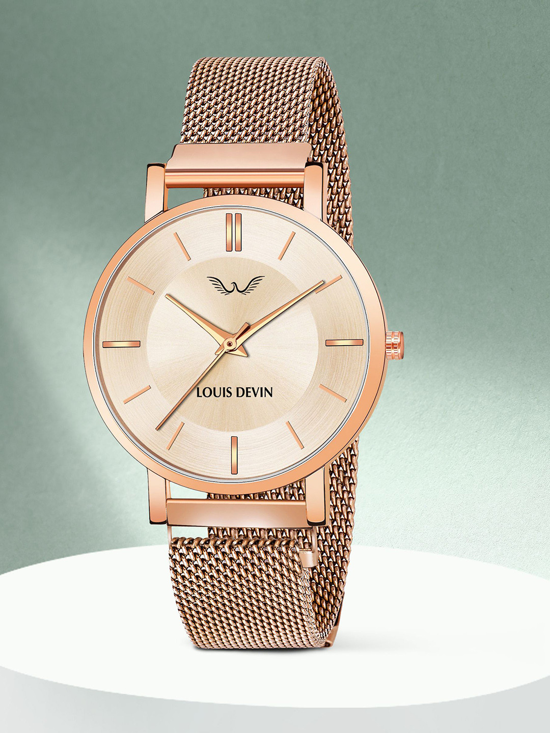 LOUIS DEVIN Women Brass Dial & Straps Analogue Watch LD-RG137-RG