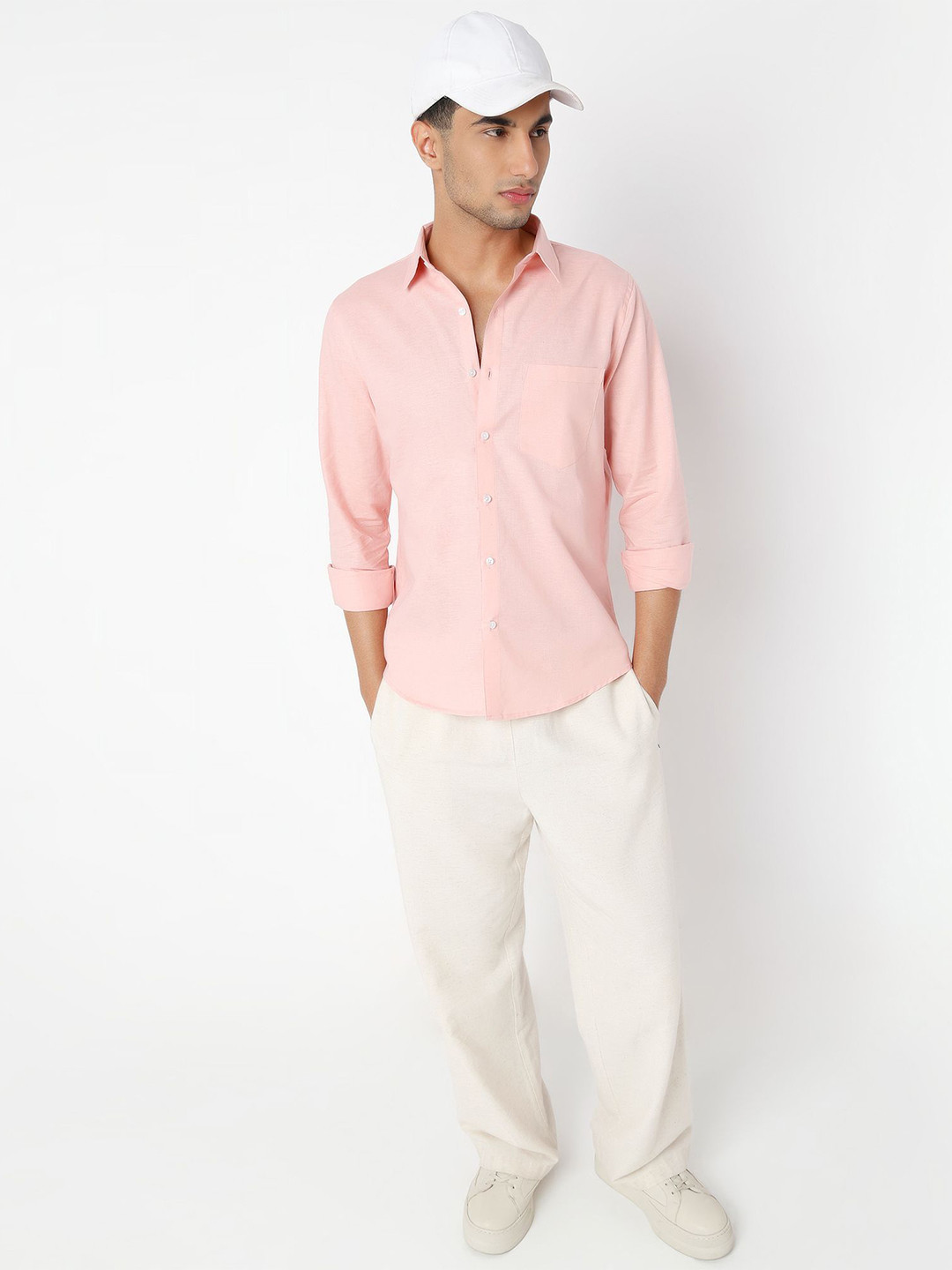 MARK & ALBERT Casual Slim Collar Linen Slim Fit Shirt