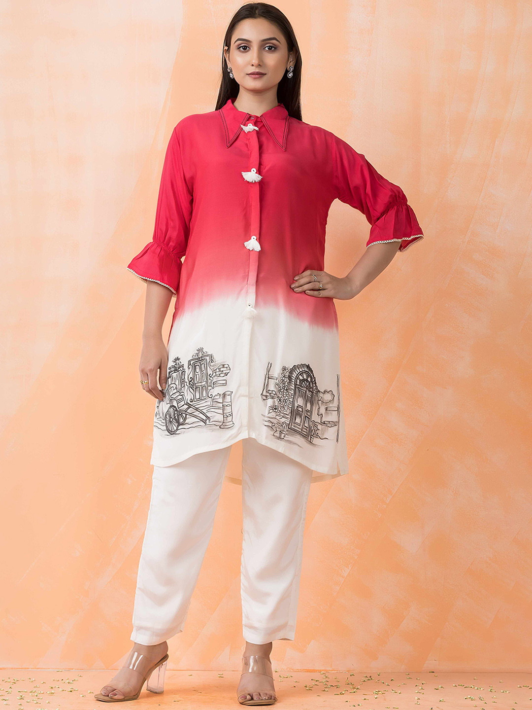 SACRED SUTA Ombre Tassel-Detail Top & Trousers Co-Ord Set