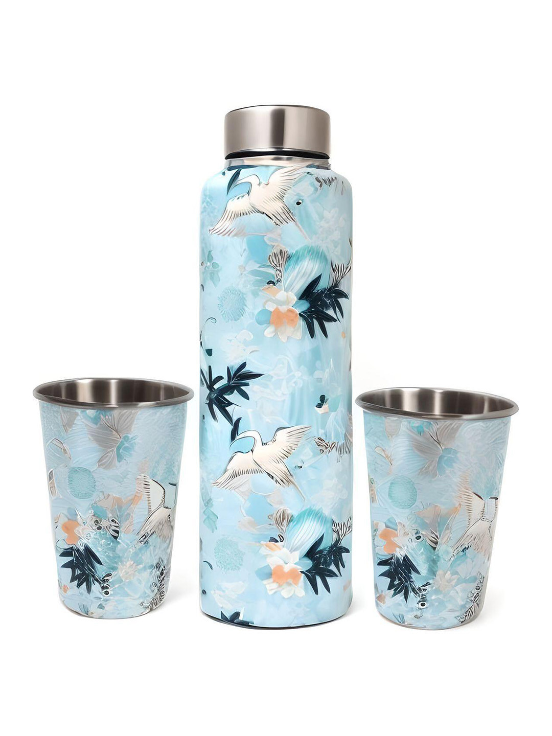 LA' FORTE Blue Conversational Stainless Steel Single Wall Vacuum Water Bottle - 500ml