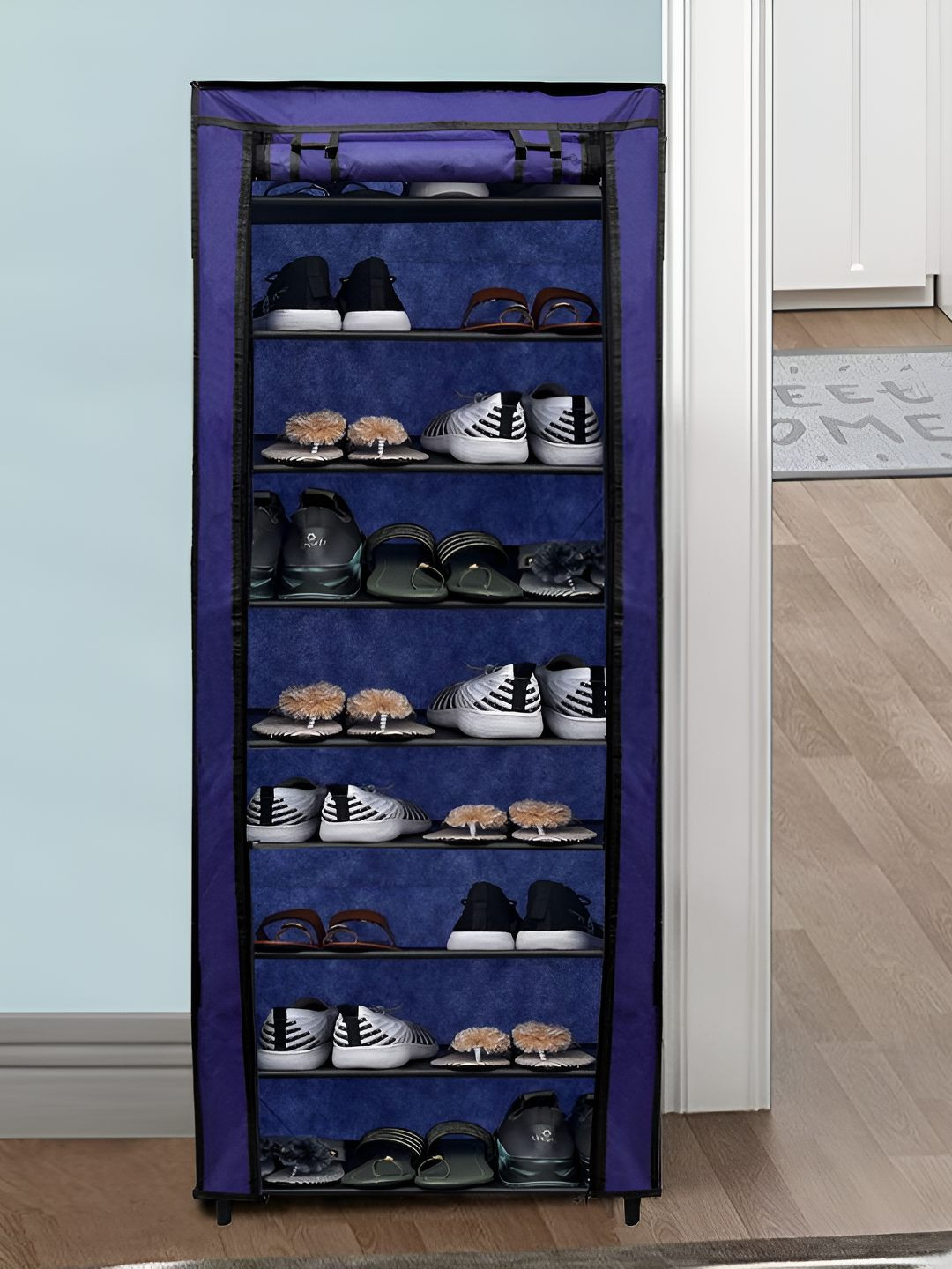 Rmerchants Blue Stainless Steel 9 Shelves Shoe Rack