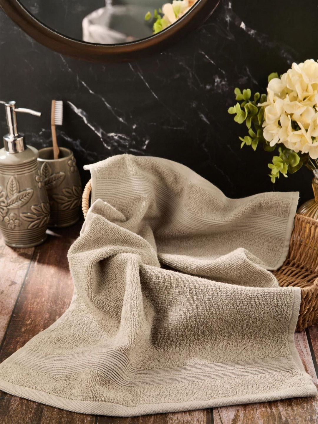 Fabindia Pile Beige Solid Cotton 500GSM Super Soft Adult Regular Bath Towel