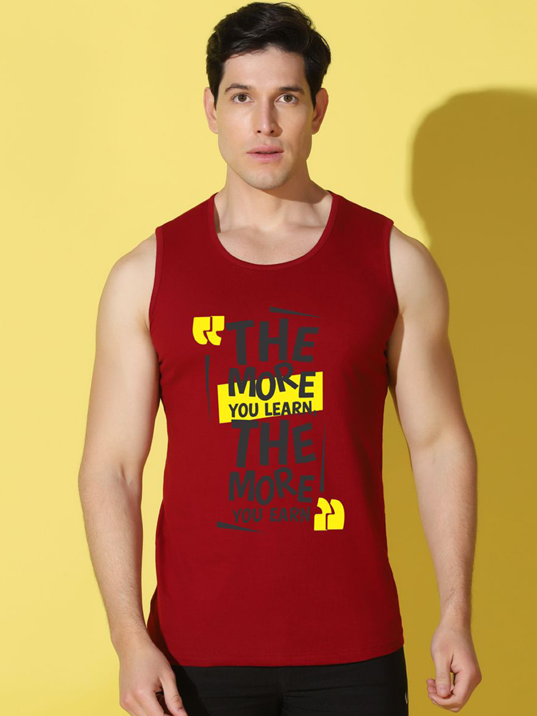 WOOSTRO Printed Gym Innerwear Vest VWS26 MORE MAROON