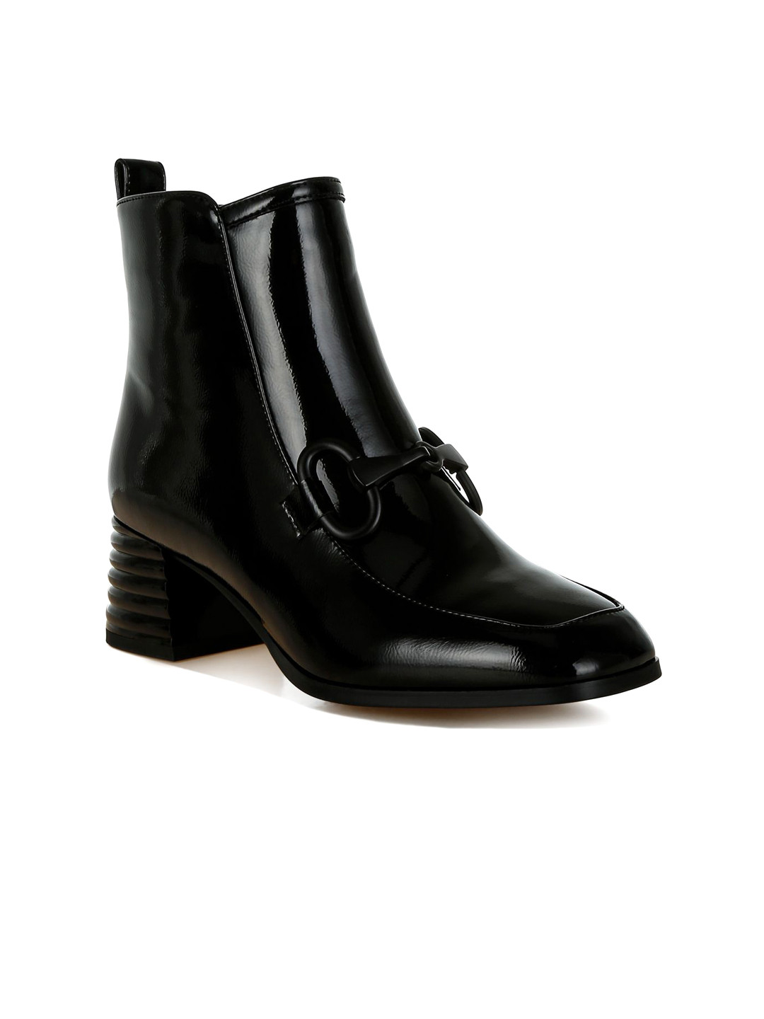 London Rag Women Textured Block Heel Ankle Boots