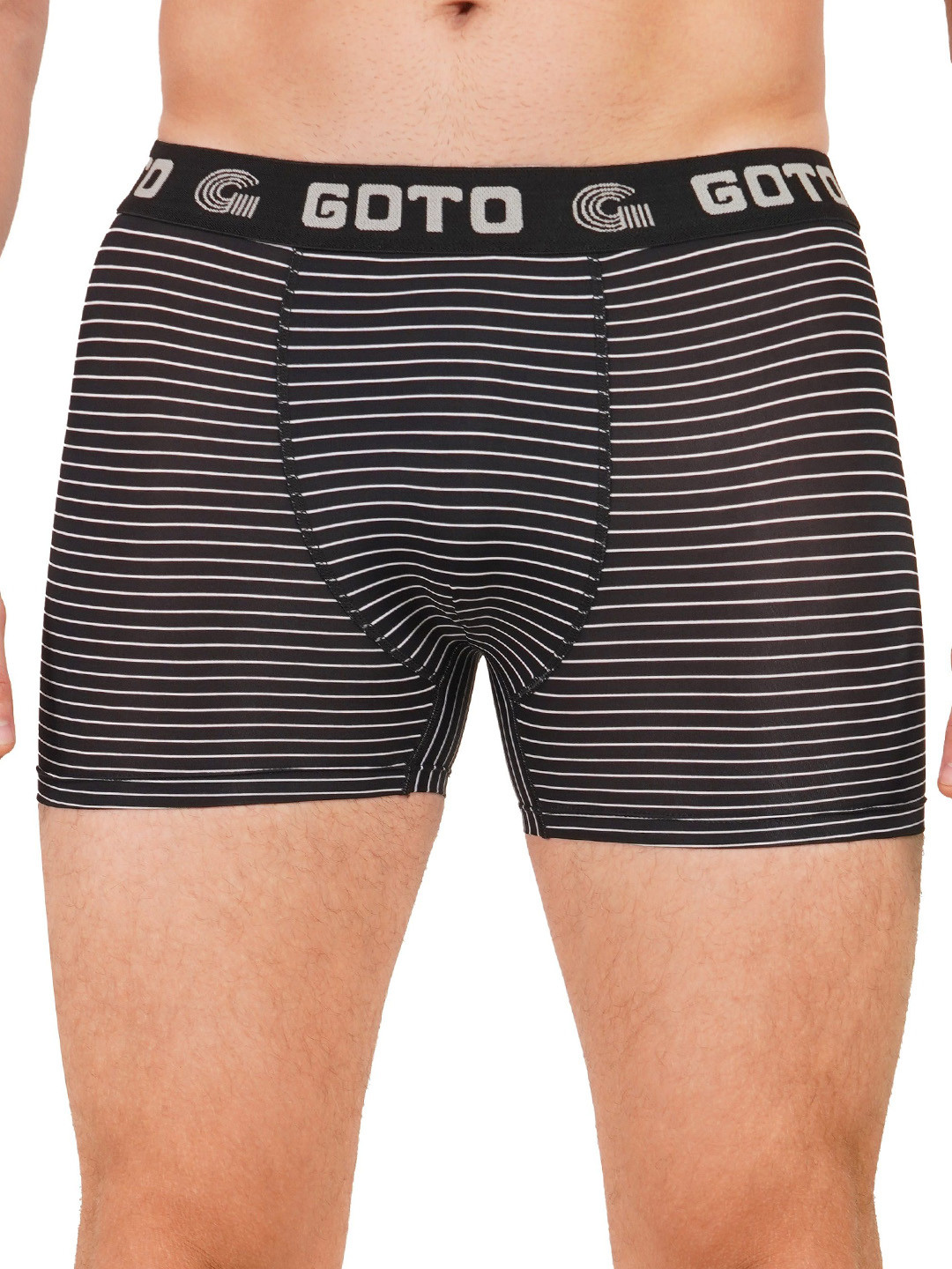 GOTO Printed Short Trunk NYLON LY PRINT OUTER EL TRUNK BLACK STRI-Black