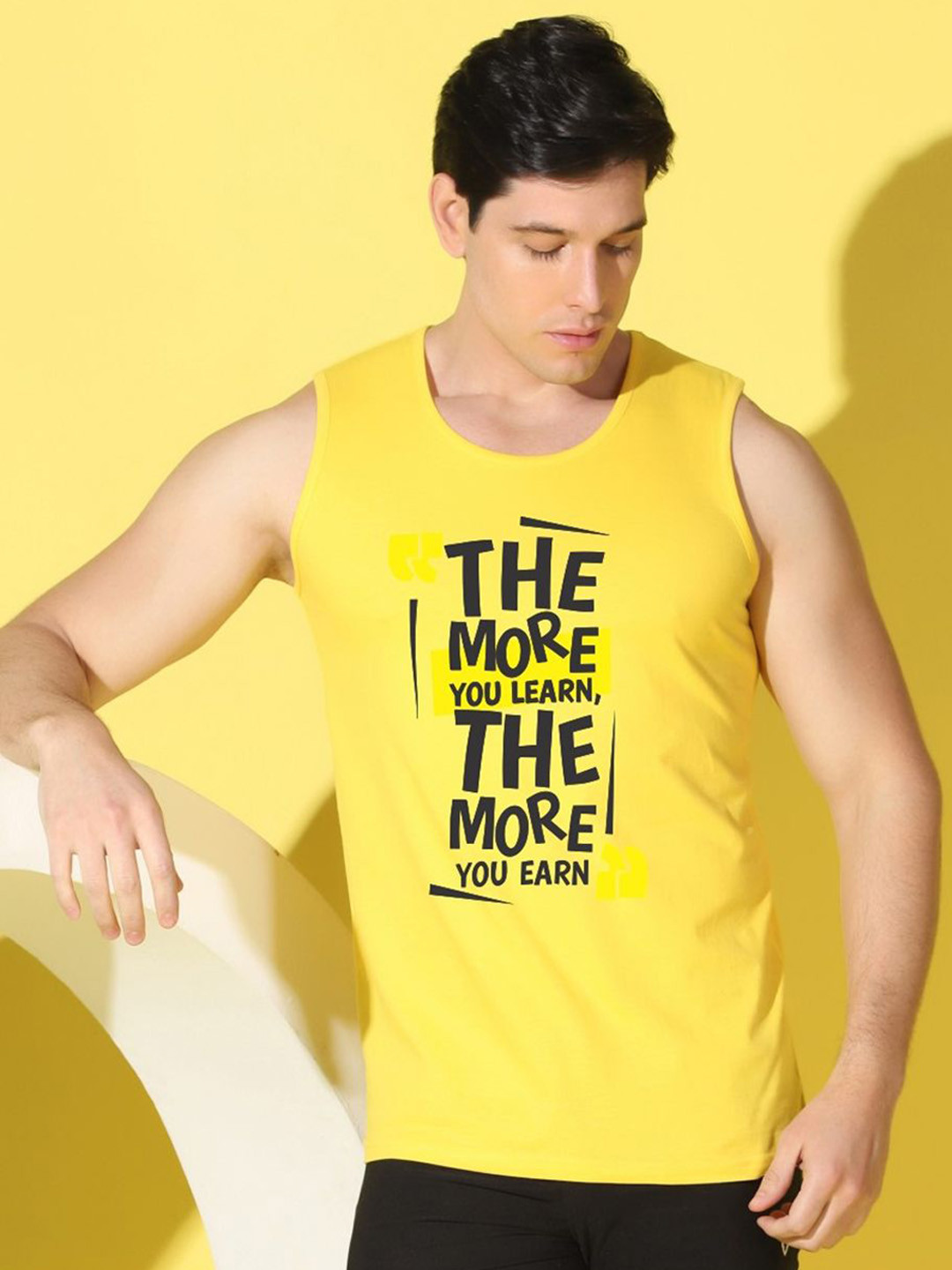 WOOSTRO Printed Gym Innerwear Vest VWS26 MORE YELLOW
