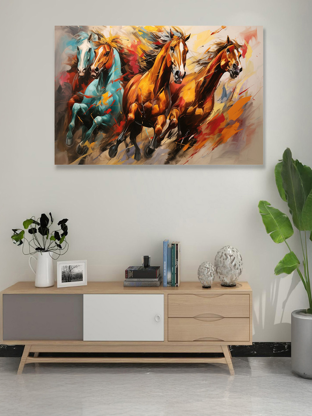 nestroots Brown & Blue Canvas Painted Wall Art