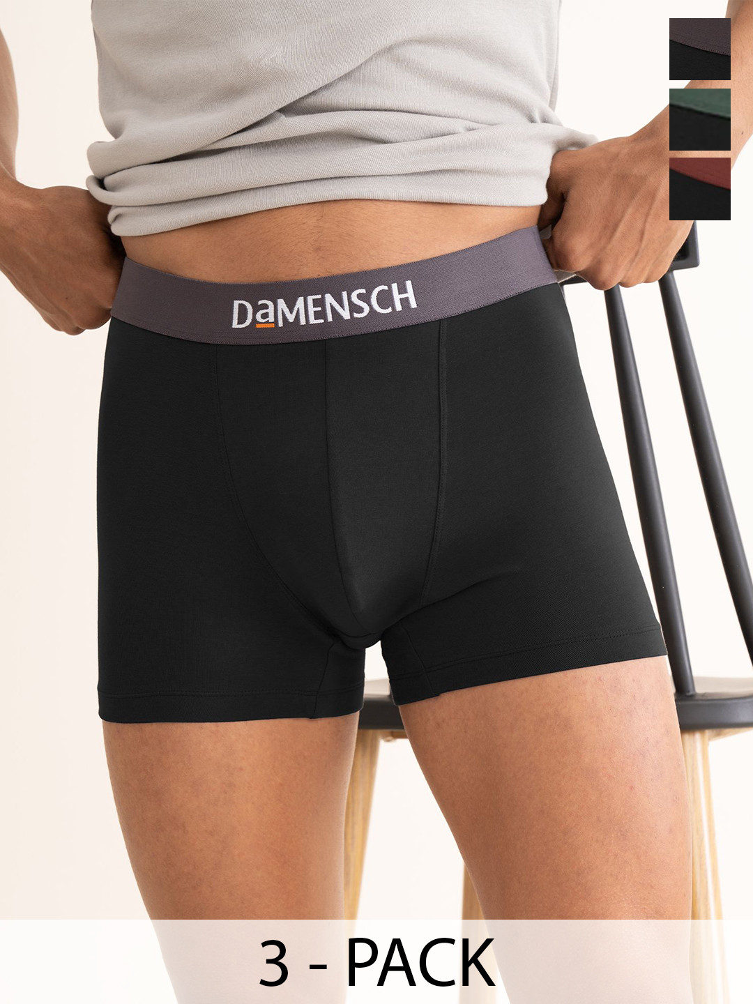 DaMENSCH Pack Of 3 Premium Cotton Trunks TK1089-MX2331