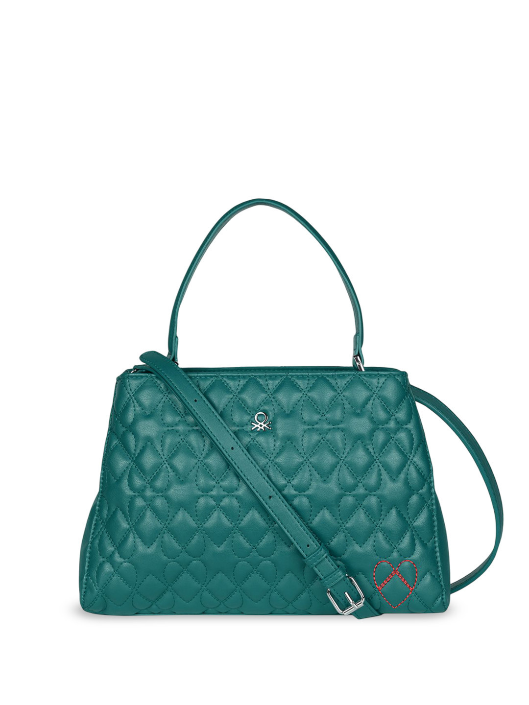 United Colors of Benetton Textured Half Moon Handheld Bag with Quilted