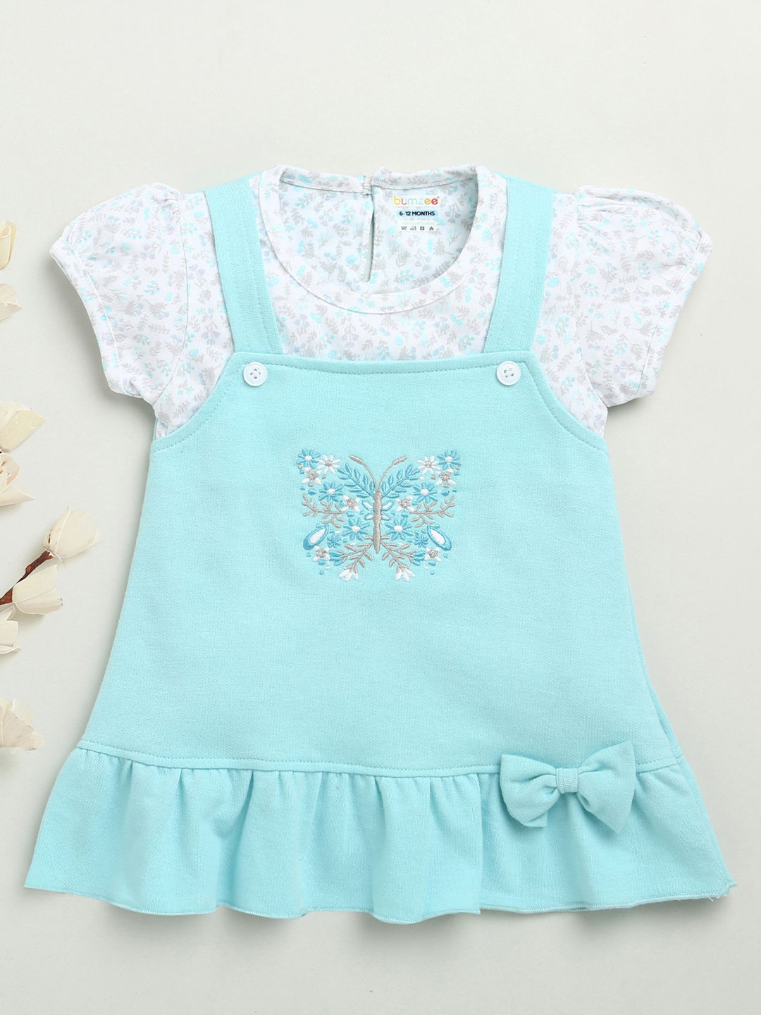 BUMZEE Floral Printed Cap Sleeves Pinafore Cotton Dress