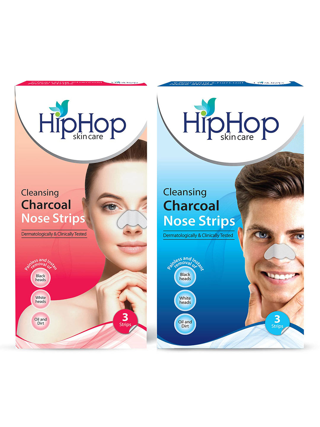 HipHop Skincare Set Of 2 Cleansing Charcoal Nose Strips - 3Pc Each