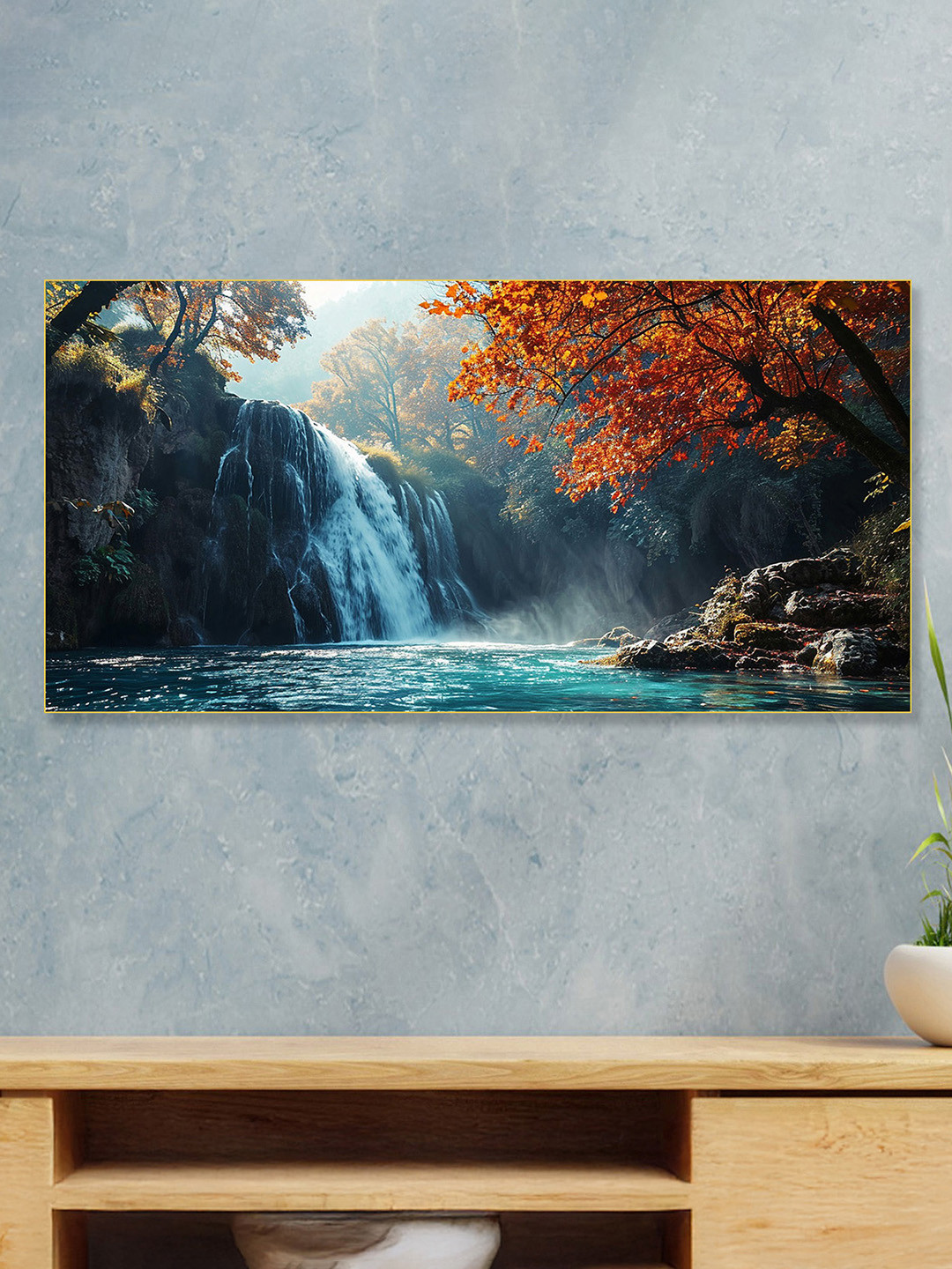 nestroots White & Gold-Toned Canvas Nature Wall Paintings