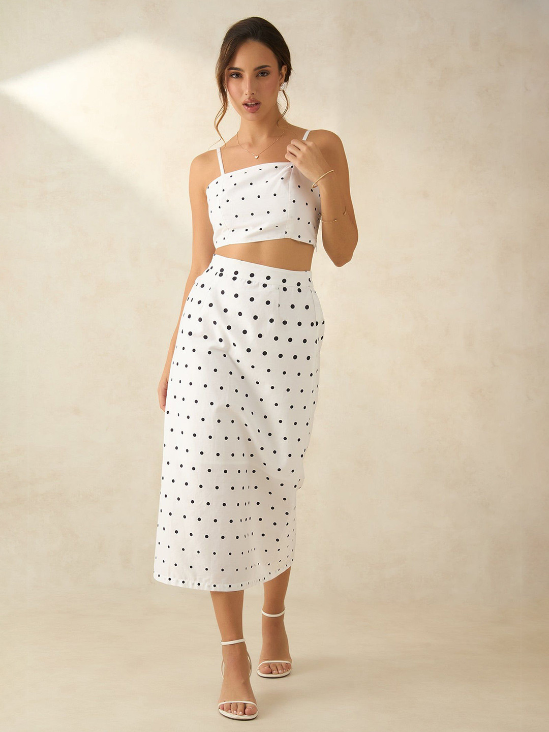 Virgio Polka Dots Top With Skirt Co-Ords