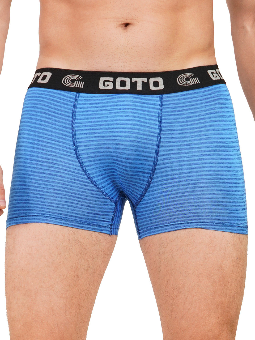 GOTO Basic Briefs NYLON LY PRINT OUTER EL TRUNK BLUE STRIP
