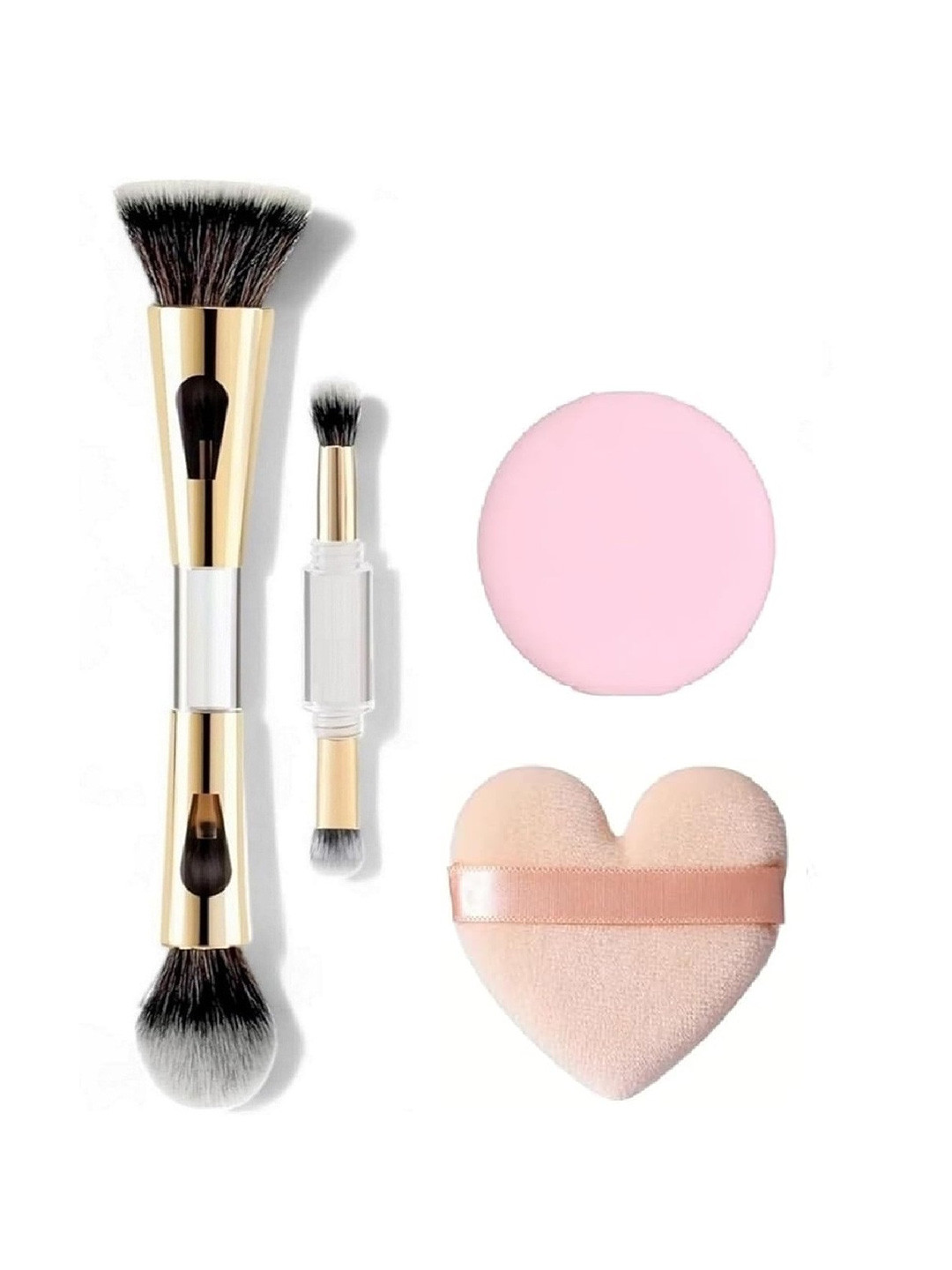 Facejewel 4in1 Makeup Brush With Heart & Round Puff