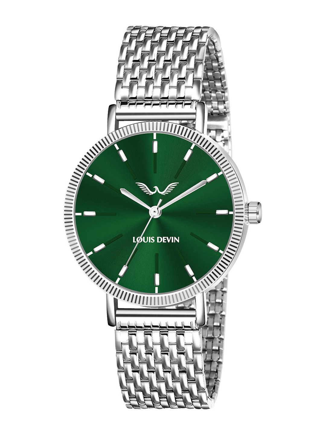 LOUIS DEVIN Women Brass Dial & Stainless Steel Straps Analogue Watch LD-ZL176-GRN