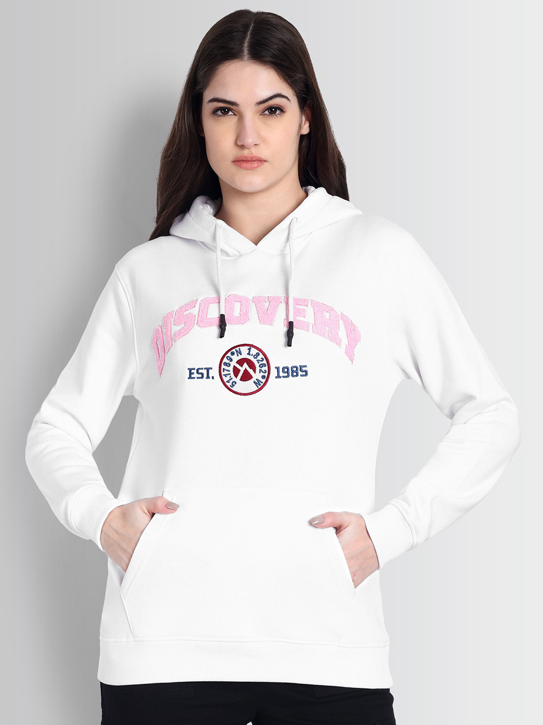 DCYPHR Women Discovery University Printed Hoodie Sweatshirts