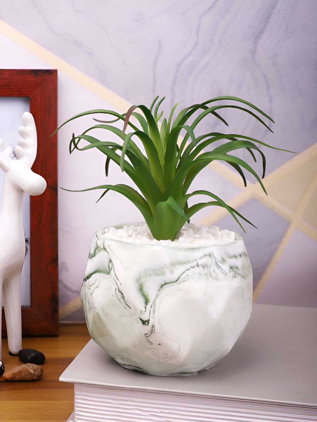 TAYHAA White 1 Pieces Fig Artificial Plant With Pot