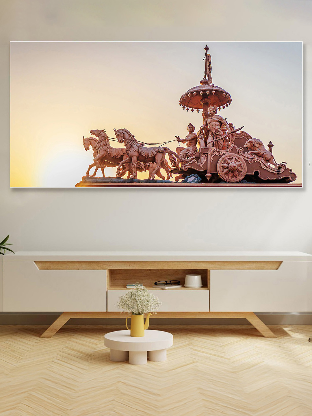 nestroots Copper-Toned & White Canvas Religious Wall Paintings