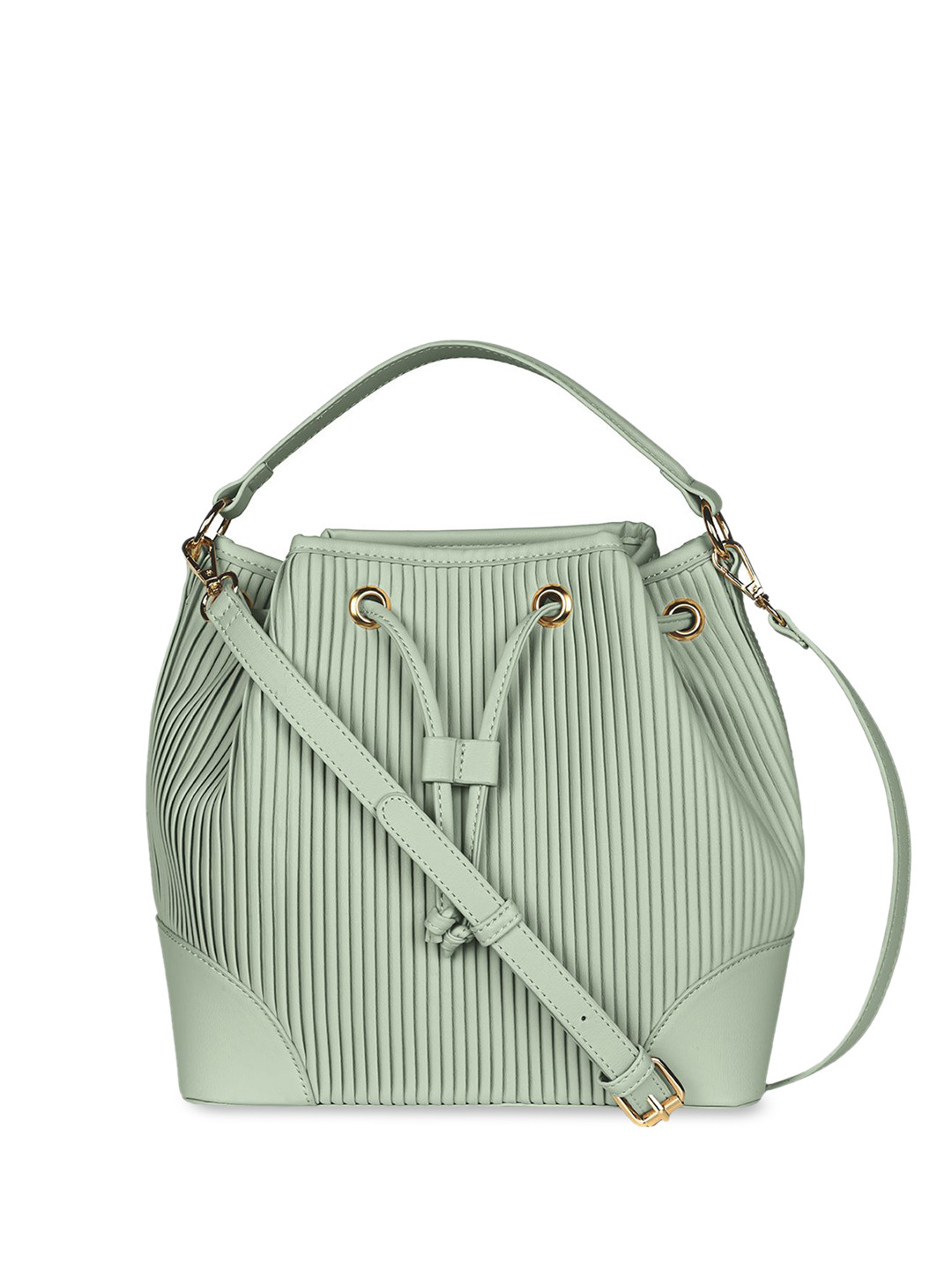 United Colors of Benetton Striped Bucket Handheld Bag with Tasselled
