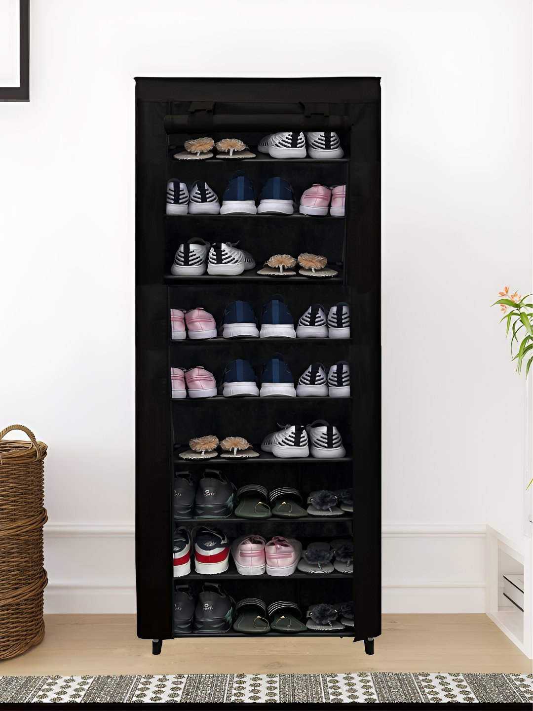 Rmerchants Black Stainless Steel 9 Shelves Shoe Rack