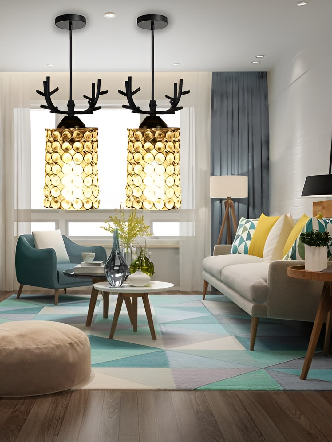 GAUVIK Transparent & Black Textured Ceiling Lamp