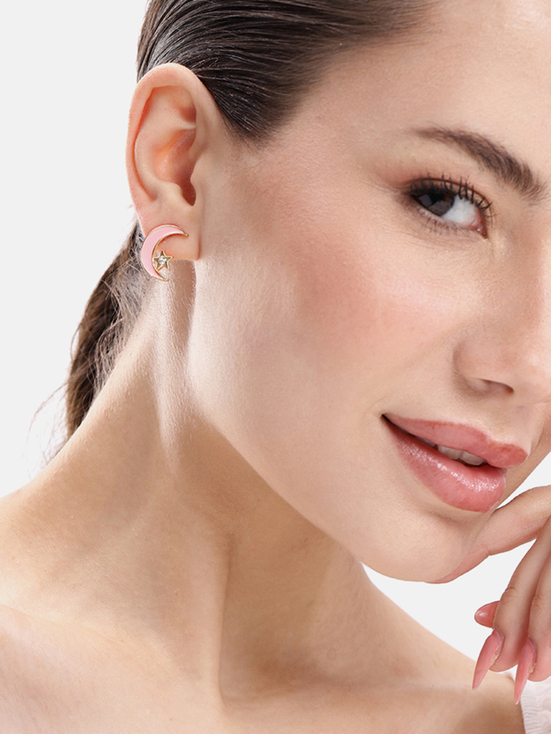 DressBerry Crescent Shaped Moon And Rabbit Studs Earrings